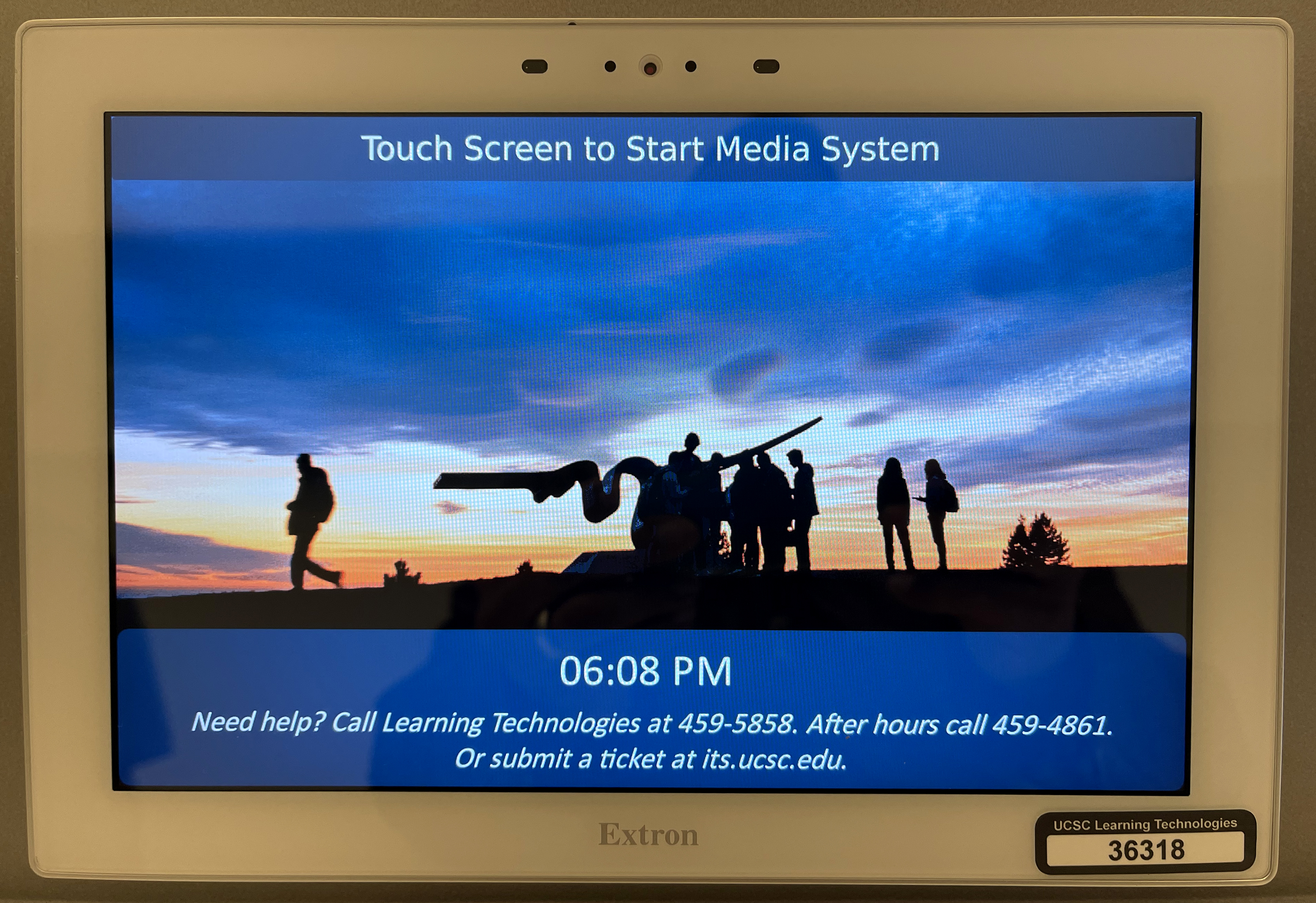Image of the instructor's view of the touch panel in Kresge 3105