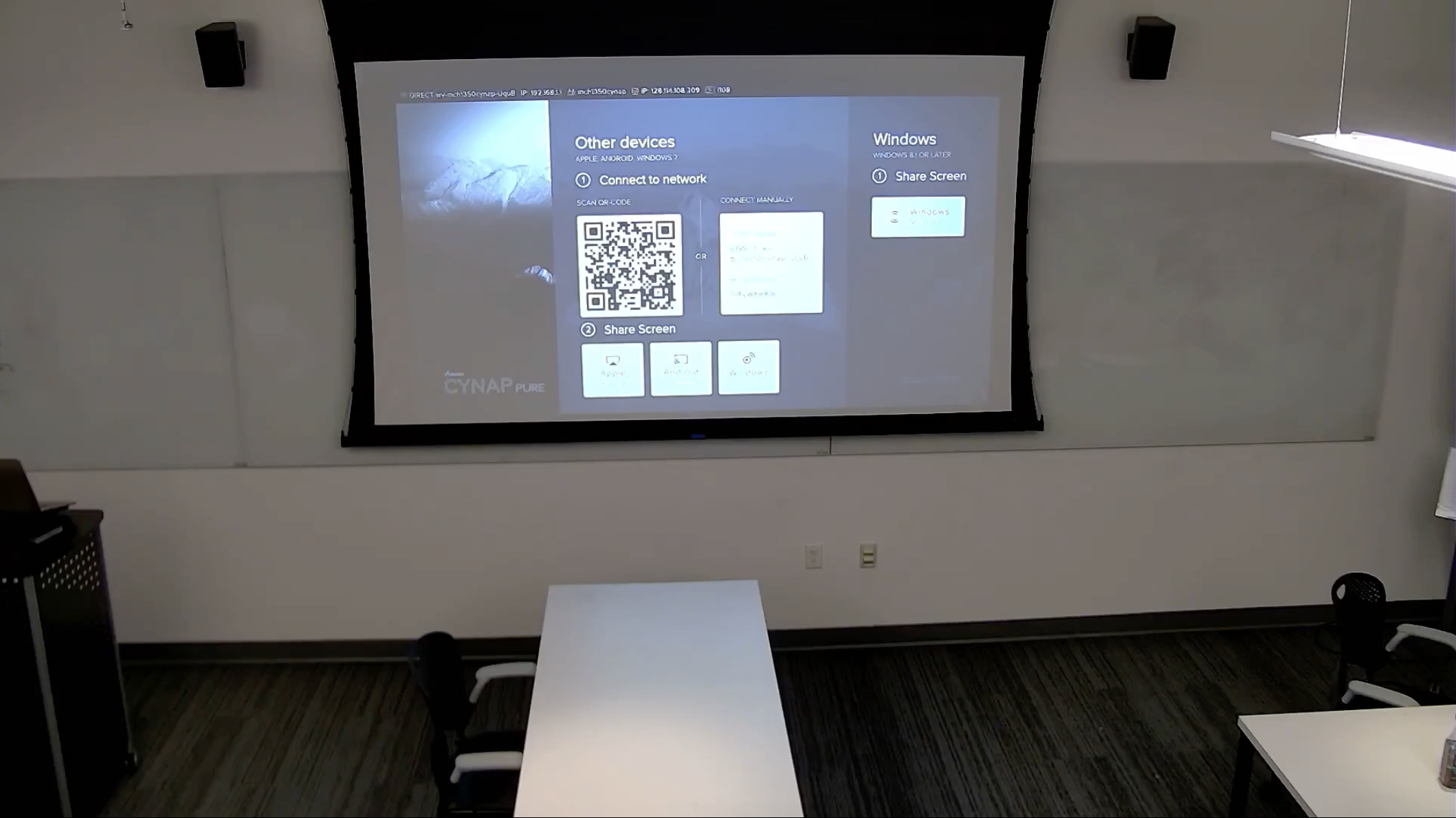 Image of the Lecture Capture classroom camera's view