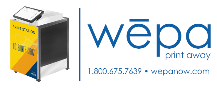 Wepa Print Away logo with image of UCSC Printer
