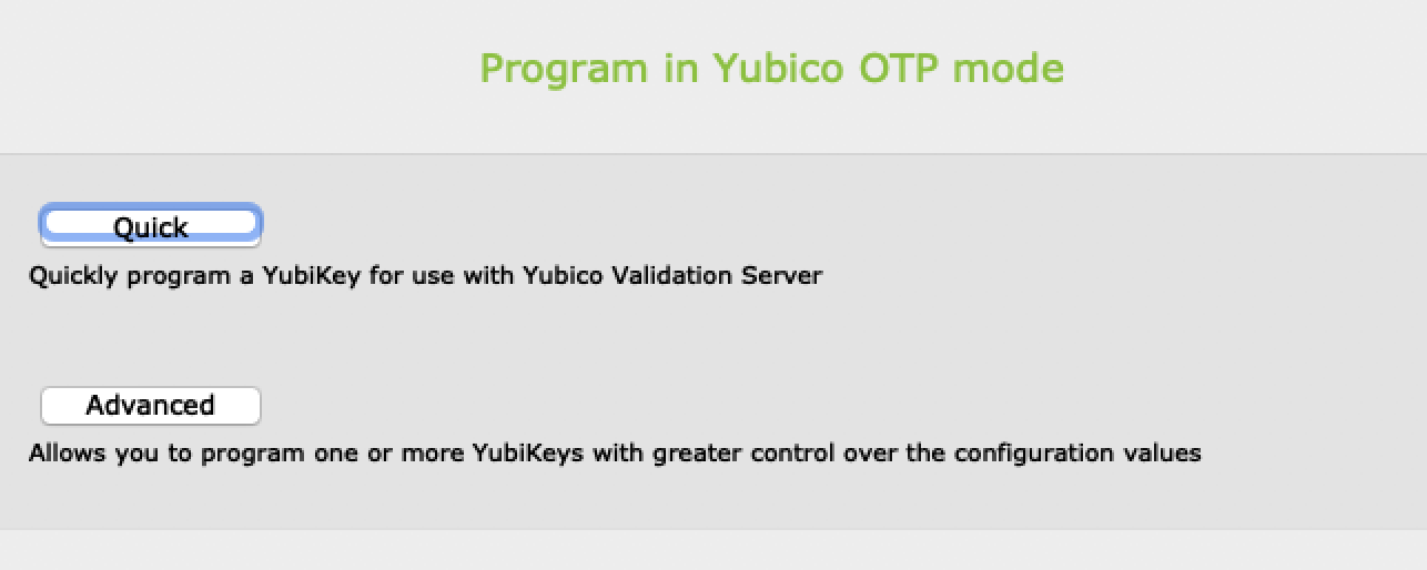 Program in Yubico OTP screenshot