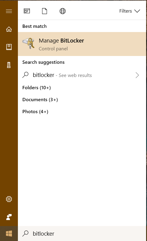 Use search by clicking start, and type "bitlocker", and select manage bitlocker