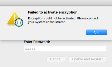 Error enabling encryption on Mac