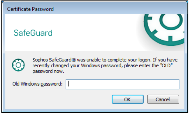 please provide old password windows sophos safeguard