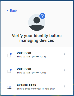 Verify your identity screen
