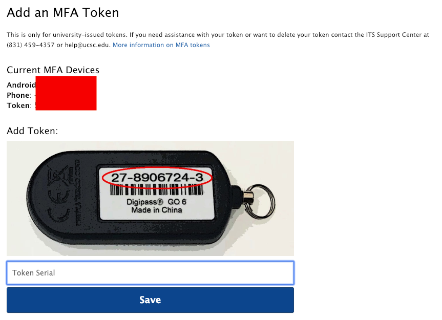 enter token serial number