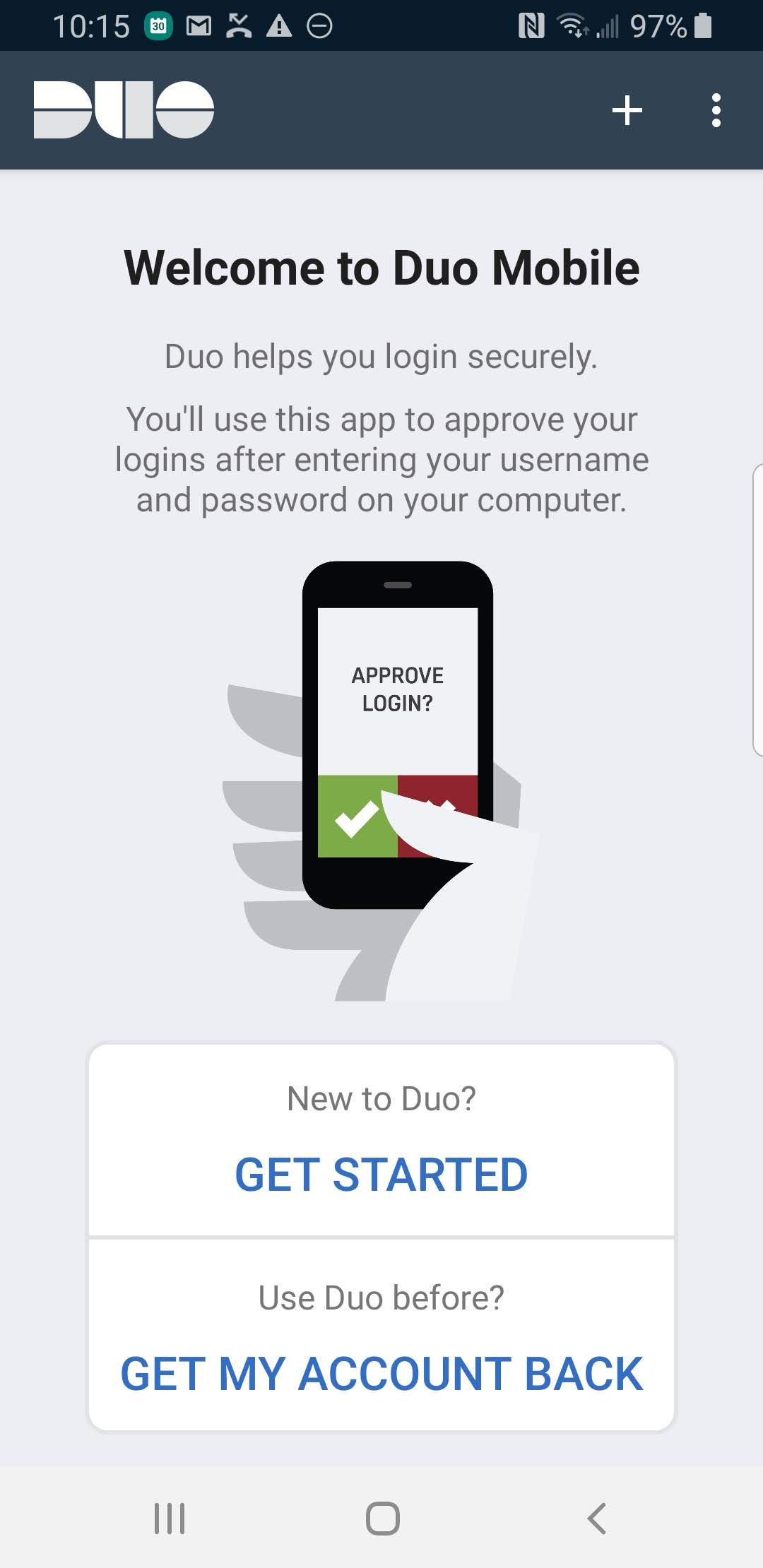 Duo Mobile Home Screen