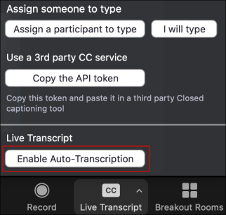 Click Enable Auto-Transcription